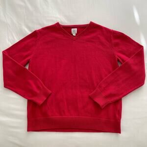 Gap Kids Boys Red Knit Sweater V-Neck Cotton Longsleeve Everyday Size XXL 14-16